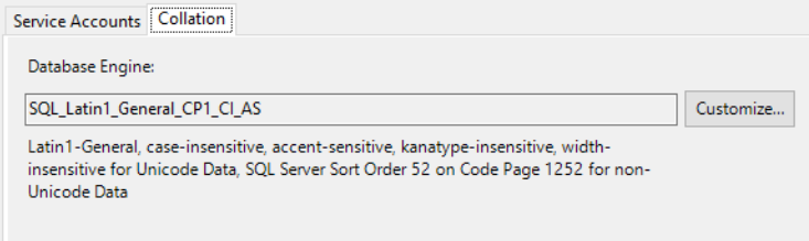 Required Collation Setup